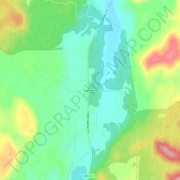 Topografinen kartta Deer Valley, korkeus, helpotus