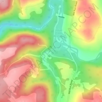 Topografinen kartta Mill Run Junction, korkeus, helpotus