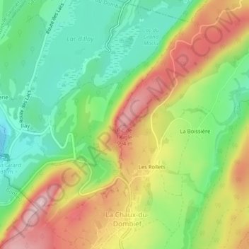 Topografinen kartta Pic de l'Aigle, korkeus, helpotus