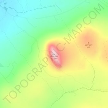 Topografinen kartta Slemish, korkeus, helpotus