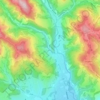 Topografinen kartta Piberegg, korkeus, helpotus