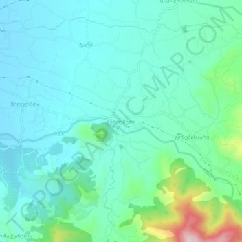 Topografinen kartta Shemokmedi, korkeus, helpotus