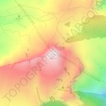 Topografinen kartta Serala Peak, korkeus, helpotus