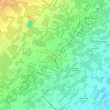 Topografinen kartta Quaderni, korkeus, helpotus