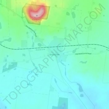 Topografinen kartta Dunnstown, korkeus, helpotus