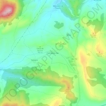 Topografinen kartta San Martín Zar, korkeus, helpotus