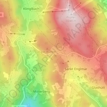 Topografinen kartta Sankt Egidi, korkeus, helpotus