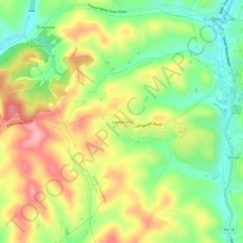 Topografinen kartta Langeloth, korkeus, helpotus