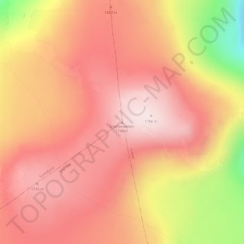 Topografinen kartta Grensevarden, korkeus, helpotus