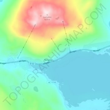 Topografinen kartta Tärnaby, korkeus, helpotus