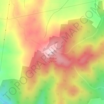 Topografinen kartta Mount Lambie, korkeus, helpotus