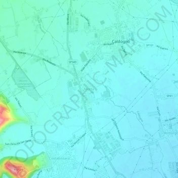 Topografinen kartta Motta, korkeus, helpotus