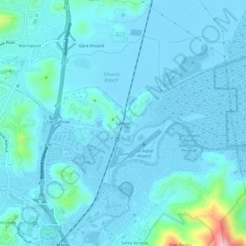 Topografinen kartta Gallinas, korkeus, helpotus