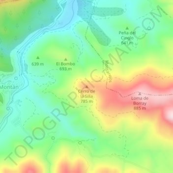 Topografinen kartta Cerro de la Silla, korkeus, helpotus