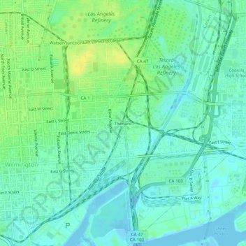 Topografinen kartta Thenard, korkeus, helpotus