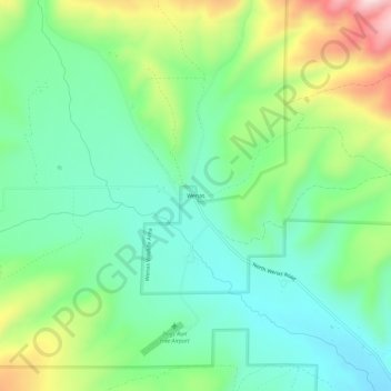 Topografinen kartta Wenas, korkeus, helpotus