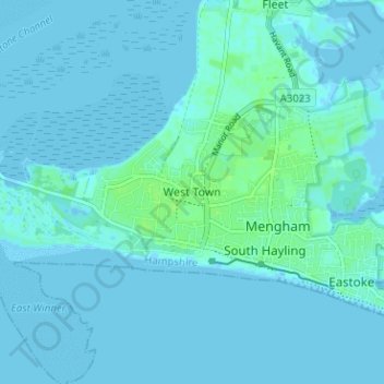 Topografinen kartta West Town, korkeus, helpotus