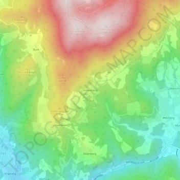 Topografinen kartta Hohenberg, korkeus, helpotus