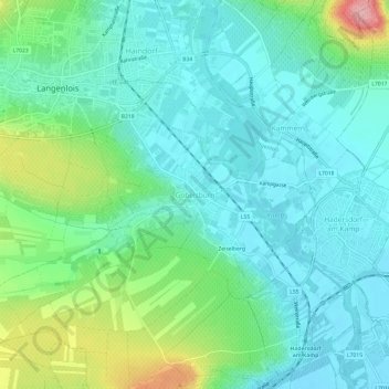 Topografinen kartta Gobelsburg, korkeus, helpotus