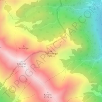 Topografinen kartta Lackenkogel, korkeus, helpotus