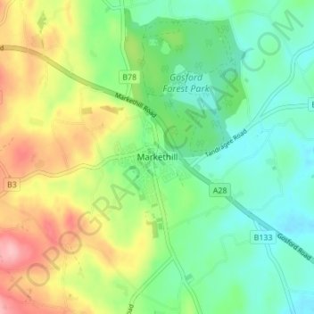 Topografinen kartta Markethill, korkeus, helpotus