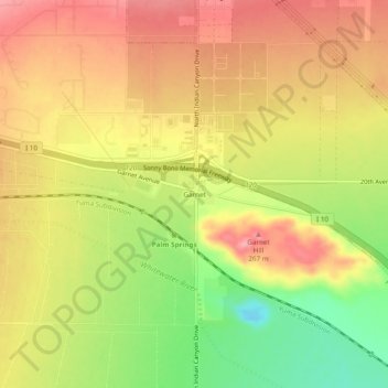 Topografinen kartta Garnet, korkeus, helpotus