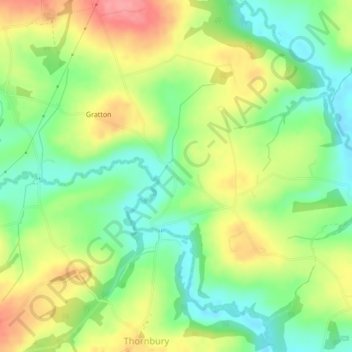 Topografinen kartta Croyden Cross, korkeus, helpotus