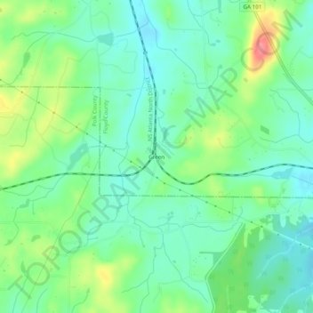 Topografinen kartta Green, korkeus, helpotus