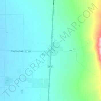 Topografinen kartta Orovada, korkeus, helpotus