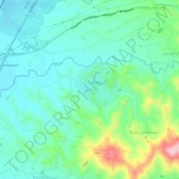 Topografinen kartta Gvara, korkeus, helpotus