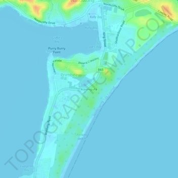 Topografinen kartta Korongulla, korkeus, helpotus