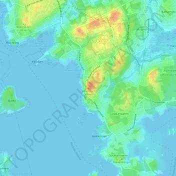 Topografinen kartta Kasavuori, korkeus, helpotus