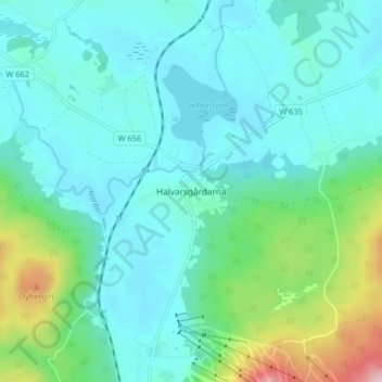 Topografinen kartta Halvarsgårdarna, korkeus, helpotus