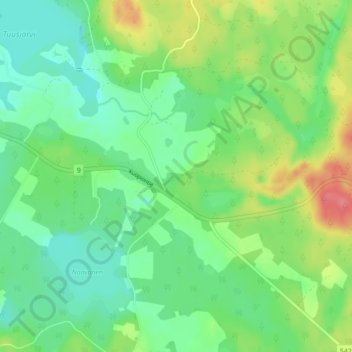 Topografinen kartta Tuusjärvi, korkeus, helpotus
