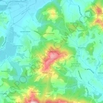 Topografinen kartta Breitenegg, korkeus, helpotus