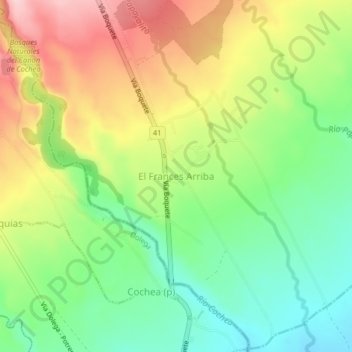 Topografinen kartta El Frances Arriba, korkeus, helpotus