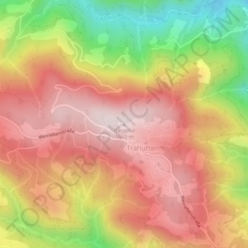Topografinen kartta Paraplui, korkeus, helpotus