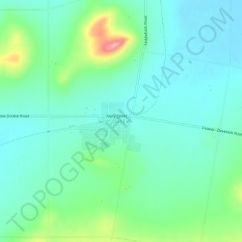 Topografinen kartta Dookie, korkeus, helpotus