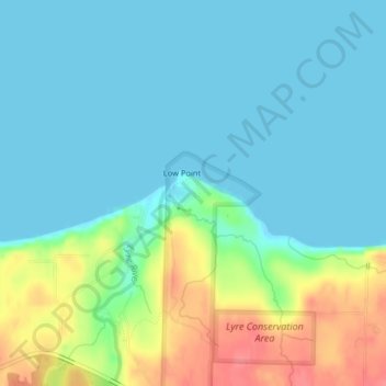 Topografinen kartta Gettysburg Ranch, korkeus, helpotus