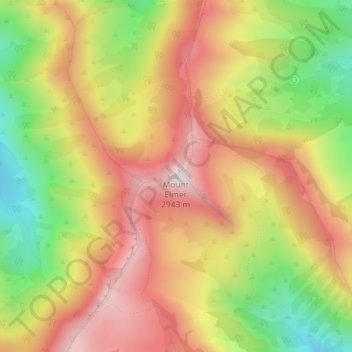 Topografinen kartta Mount Elmer, korkeus, helpotus