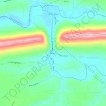 Topografinen kartta Erdman, korkeus, helpotus