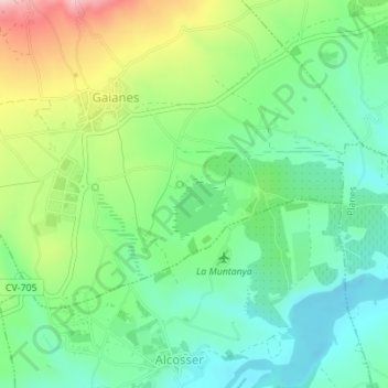 Topografinen kartta L'Albufera, korkeus, helpotus