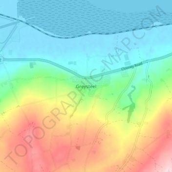 Topografinen kartta Greysteel, korkeus, helpotus
