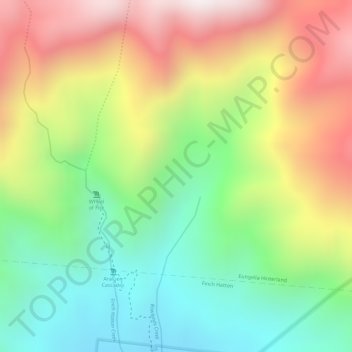Topografinen kartta Finch Hatton Gorge, korkeus, helpotus