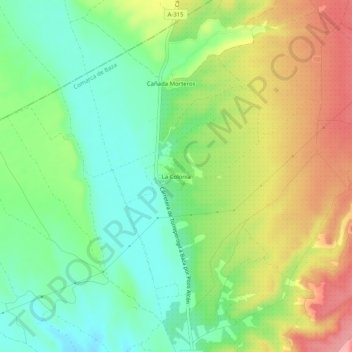 Topografinen kartta La Colonia, korkeus, helpotus
