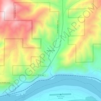 Topografinen kartta Maplecreek, korkeus, helpotus