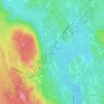 Topografinen kartta Johannisholm, korkeus, helpotus