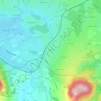 Topografinen kartta Stockham, korkeus, helpotus