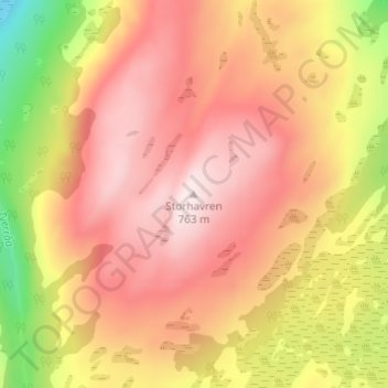 Topografinen kartta Storhavren, korkeus, helpotus