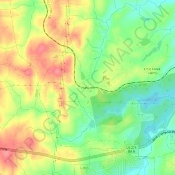 Topografinen kartta Pumpkin, korkeus, helpotus